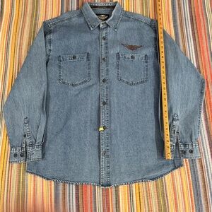 Harley-Davidson Blue Denim Snap Collar LS Shirt (XL)